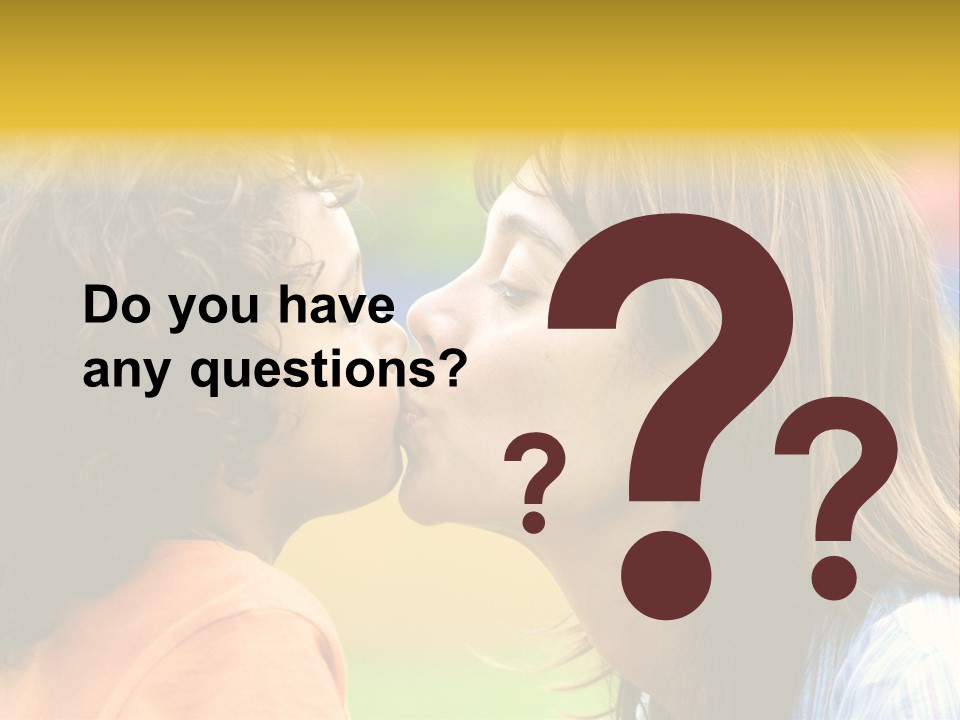 Family Love - Mother And Son Portrait Kissing Outdoors On A Sunny Day PowerPoint Template