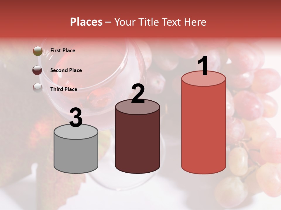 Glass Of Rose Wine And Rose Grapes. Low Dof, Focal Point Is On Wine PowerPoint Template