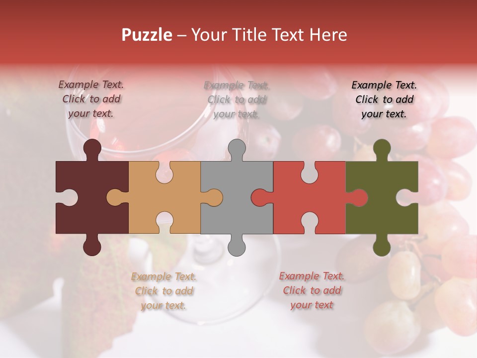 Glass Of Rose Wine And Rose Grapes. Low Dof, Focal Point Is On Wine PowerPoint Template