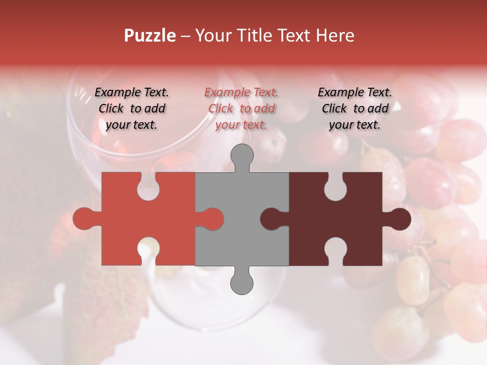 Glass Of Rose Wine And Rose Grapes. Low Dof, Focal Point Is On Wine PowerPoint Template