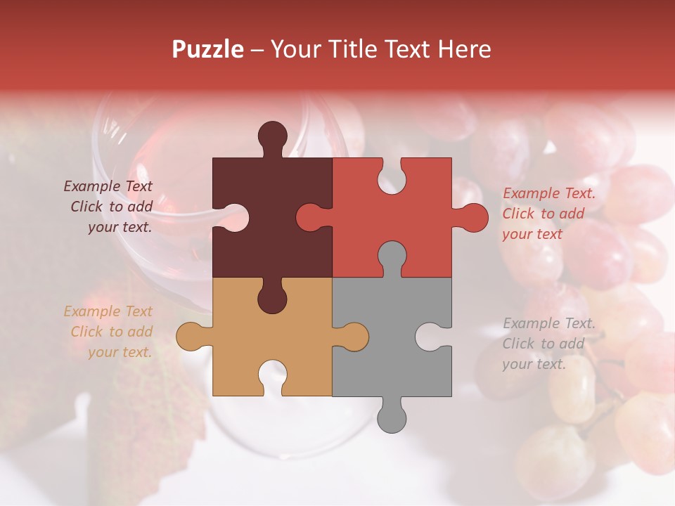 Glass Of Rose Wine And Rose Grapes. Low Dof, Focal Point Is On Wine PowerPoint Template