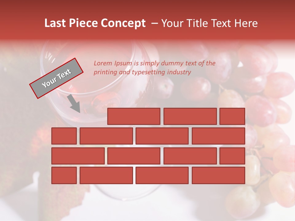 Glass Of Rose Wine And Rose Grapes. Low Dof, Focal Point Is On Wine PowerPoint Template