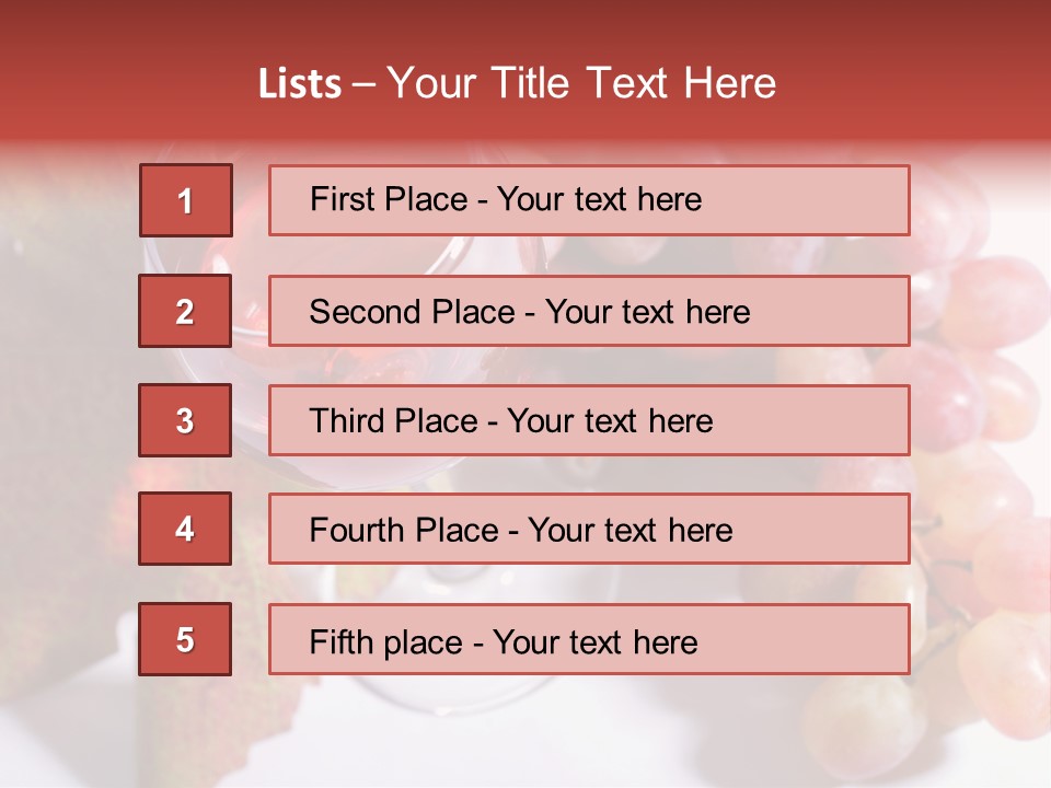 Glass Of Rose Wine And Rose Grapes. Low Dof, Focal Point Is On Wine PowerPoint Template