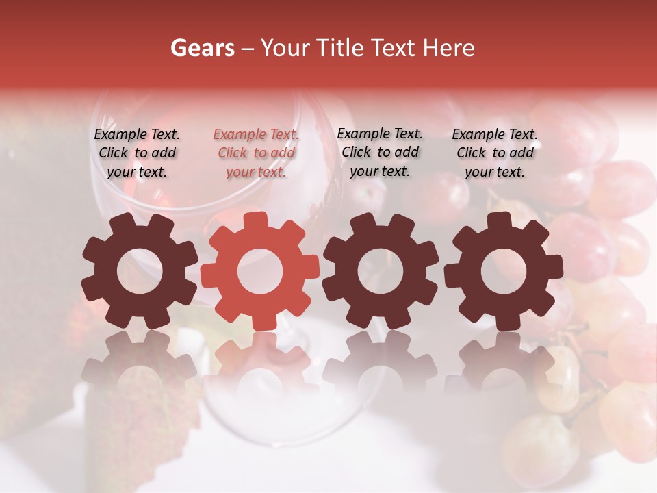 Glass Of Rose Wine And Rose Grapes. Low Dof, Focal Point Is On Wine PowerPoint Template