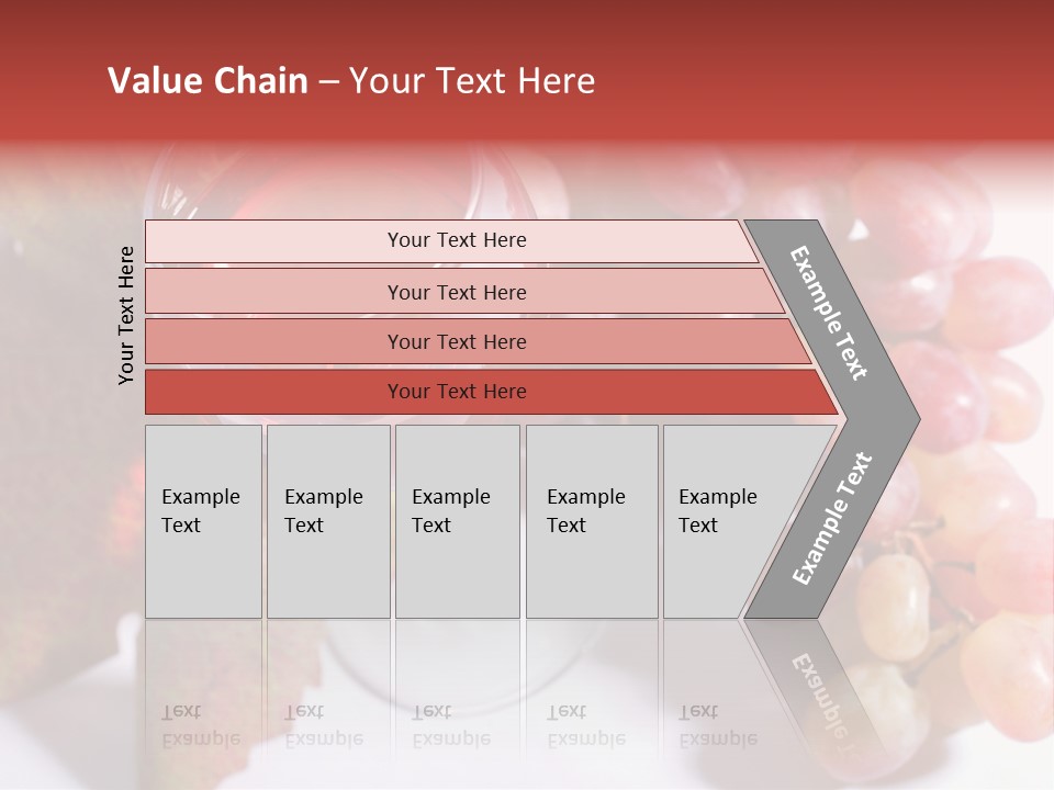 Glass Of Rose Wine And Rose Grapes. Low Dof, Focal Point Is On Wine PowerPoint Template