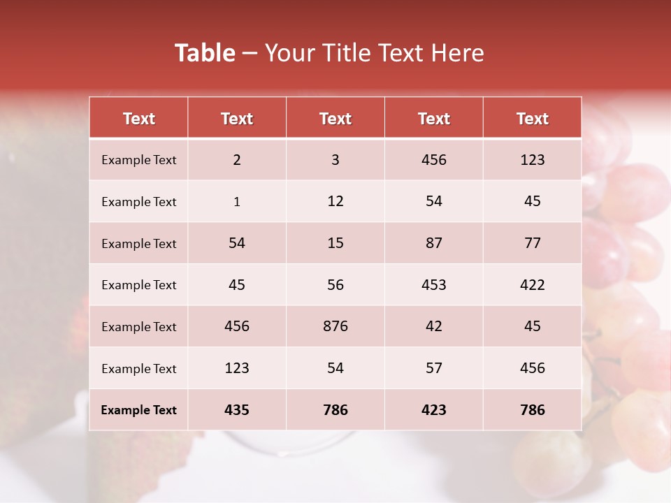 Glass Of Rose Wine And Rose Grapes. Low Dof, Focal Point Is On Wine PowerPoint Template