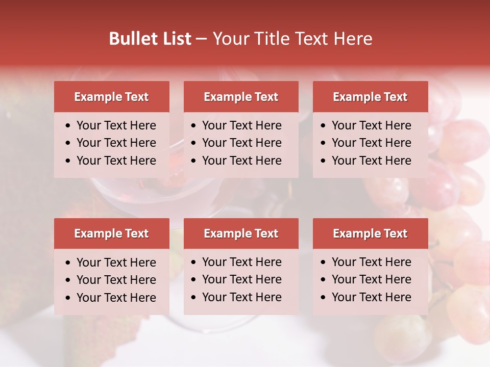 Glass Of Rose Wine And Rose Grapes. Low Dof, Focal Point Is On Wine PowerPoint Template