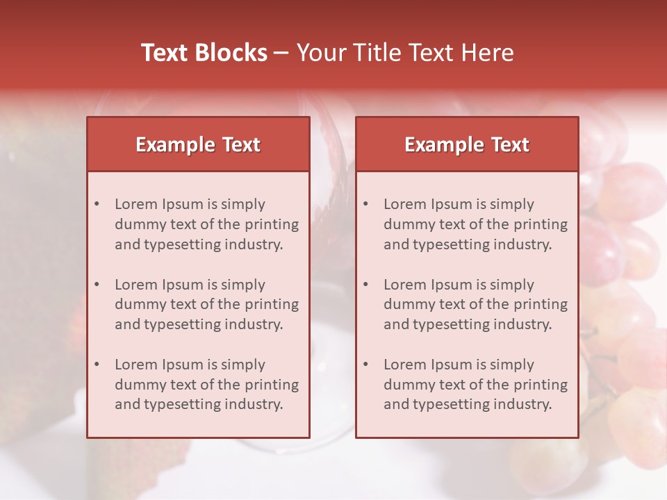 Glass Of Rose Wine And Rose Grapes. Low Dof, Focal Point Is On Wine PowerPoint Template