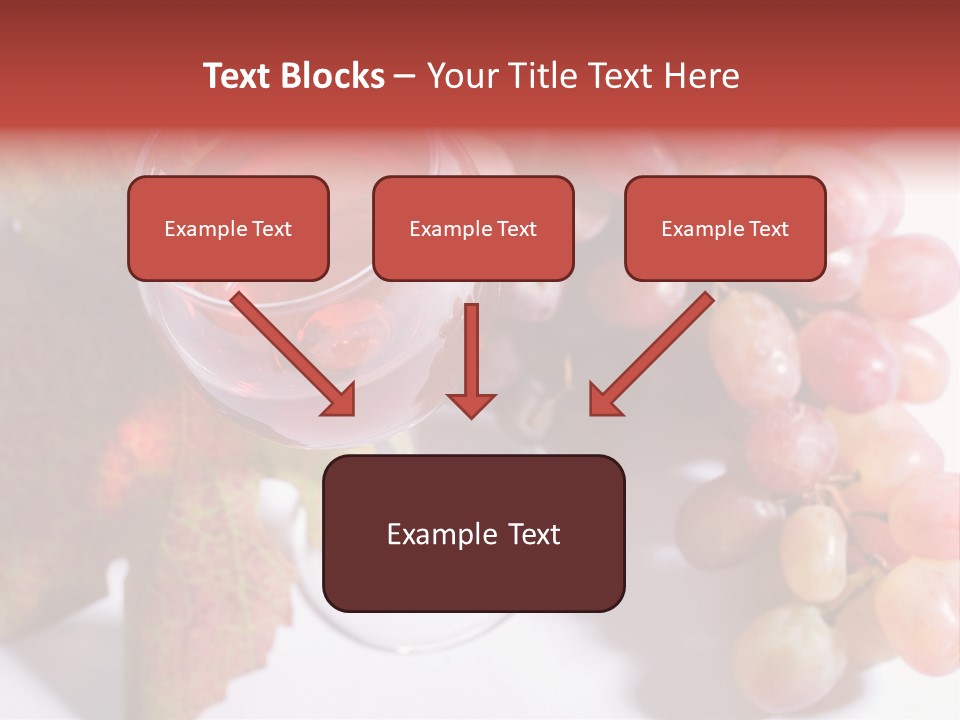 Glass Of Rose Wine And Rose Grapes. Low Dof, Focal Point Is On Wine PowerPoint Template
