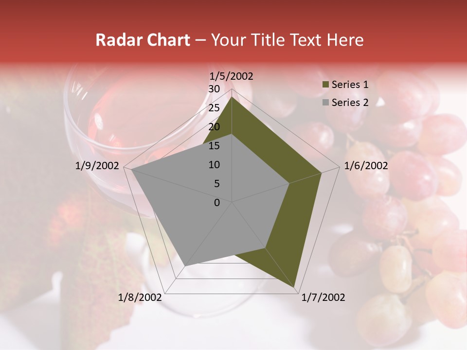 Glass Of Rose Wine And Rose Grapes. Low Dof, Focal Point Is On Wine PowerPoint Template