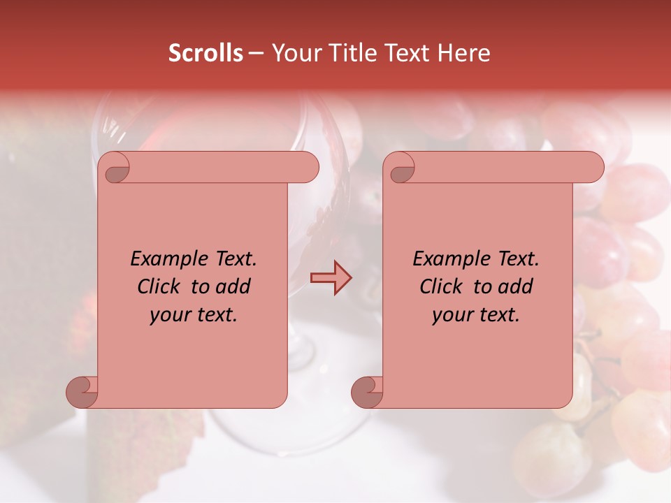 Glass Of Rose Wine And Rose Grapes. Low Dof, Focal Point Is On Wine PowerPoint Template