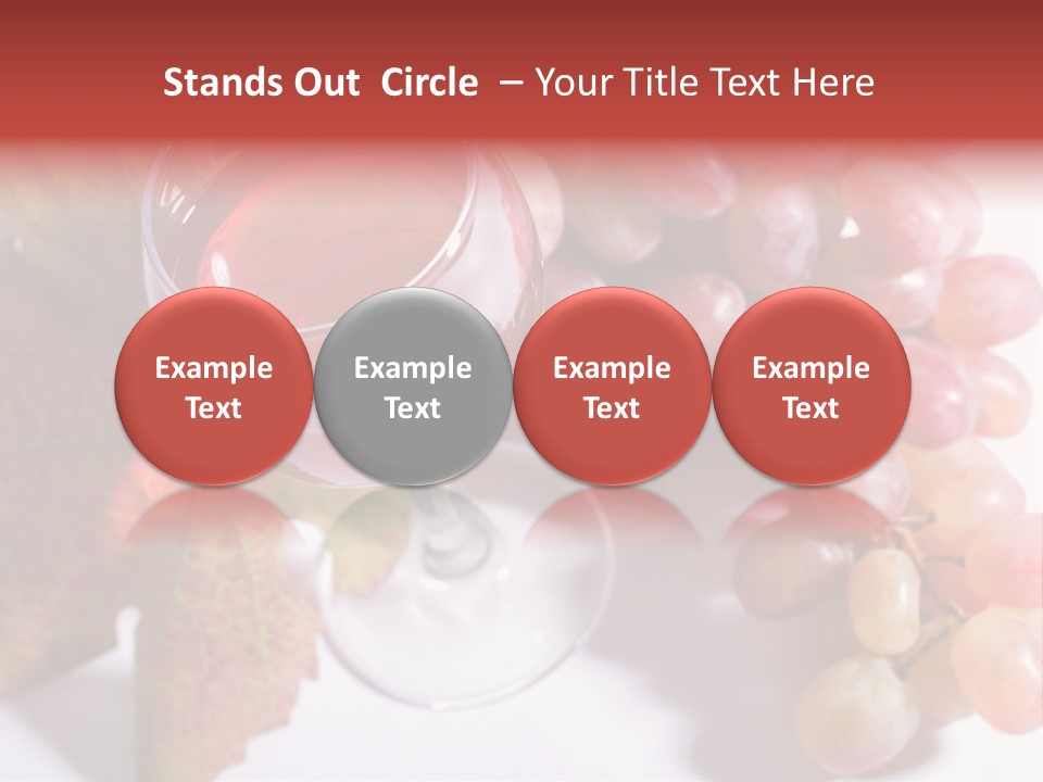 Glass Of Rose Wine And Rose Grapes. Low Dof, Focal Point Is On Wine PowerPoint Template