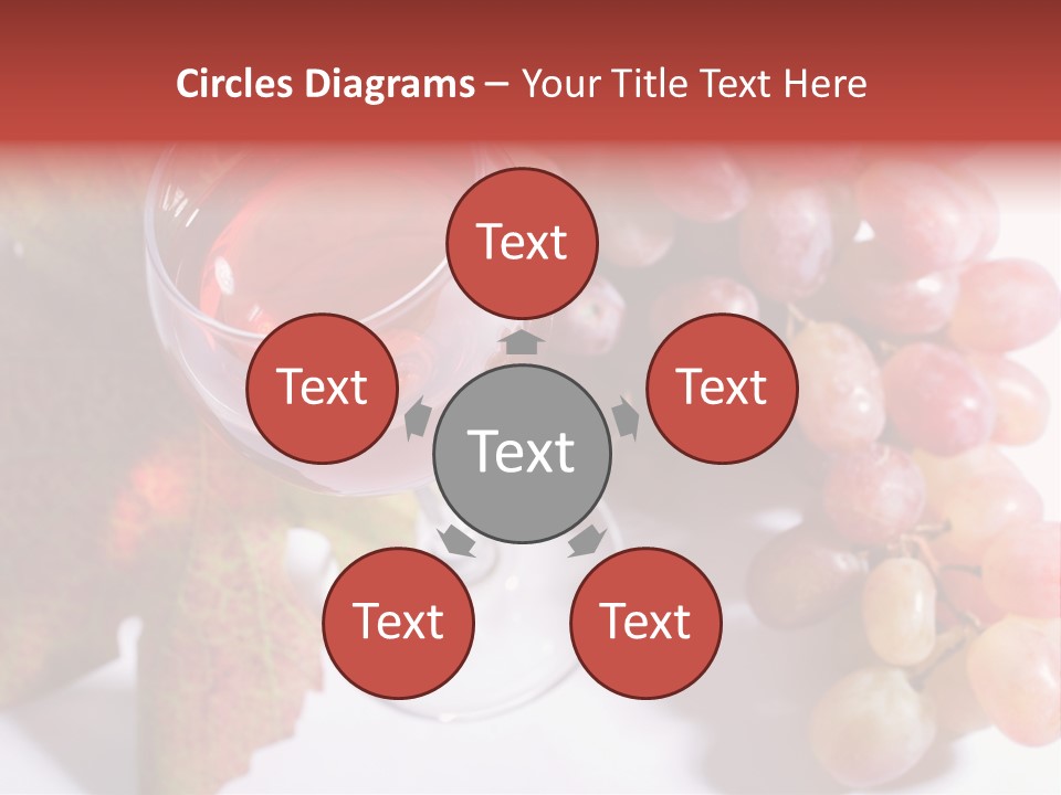 Glass Of Rose Wine And Rose Grapes. Low Dof, Focal Point Is On Wine PowerPoint Template