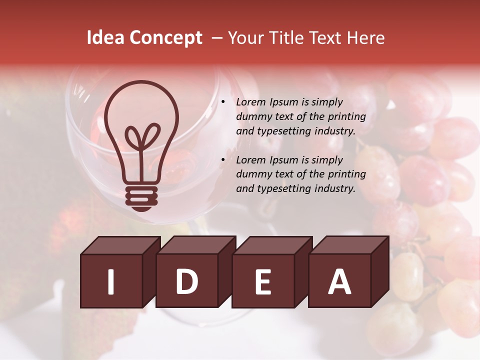 Glass Of Rose Wine And Rose Grapes. Low Dof, Focal Point Is On Wine PowerPoint Template