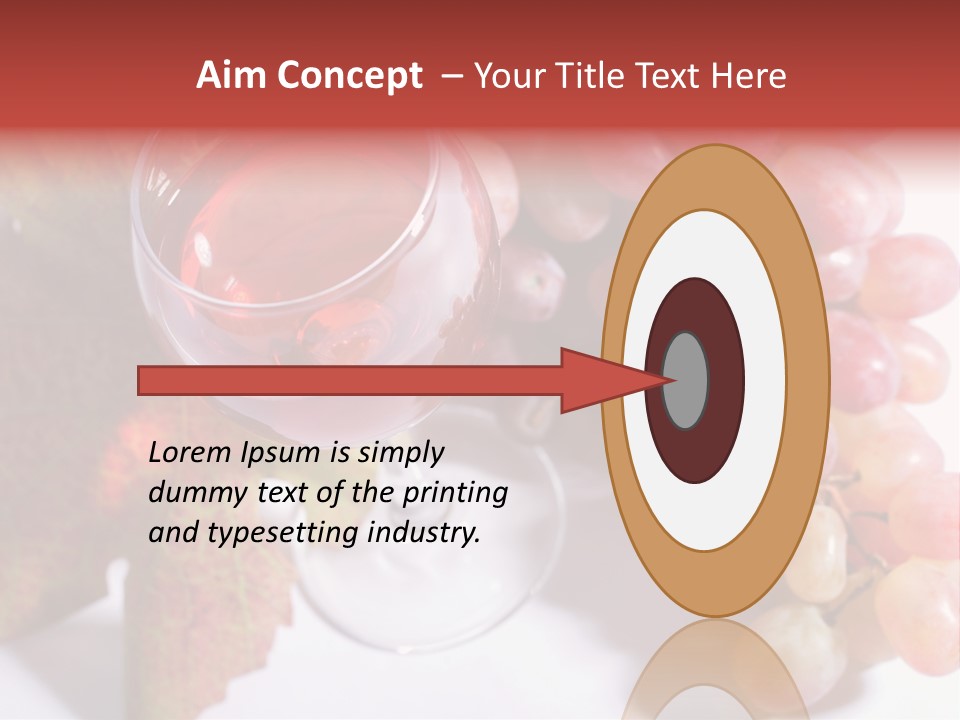 Glass Of Rose Wine And Rose Grapes. Low Dof, Focal Point Is On Wine PowerPoint Template