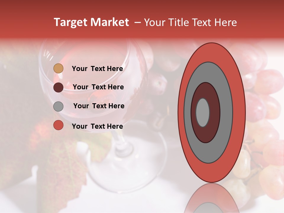 Glass Of Rose Wine And Rose Grapes. Low Dof, Focal Point Is On Wine PowerPoint Template