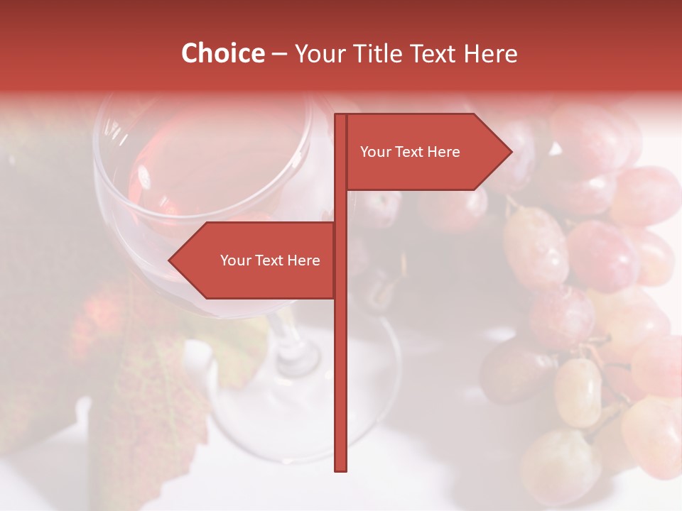 Glass Of Rose Wine And Rose Grapes. Low Dof, Focal Point Is On Wine PowerPoint Template