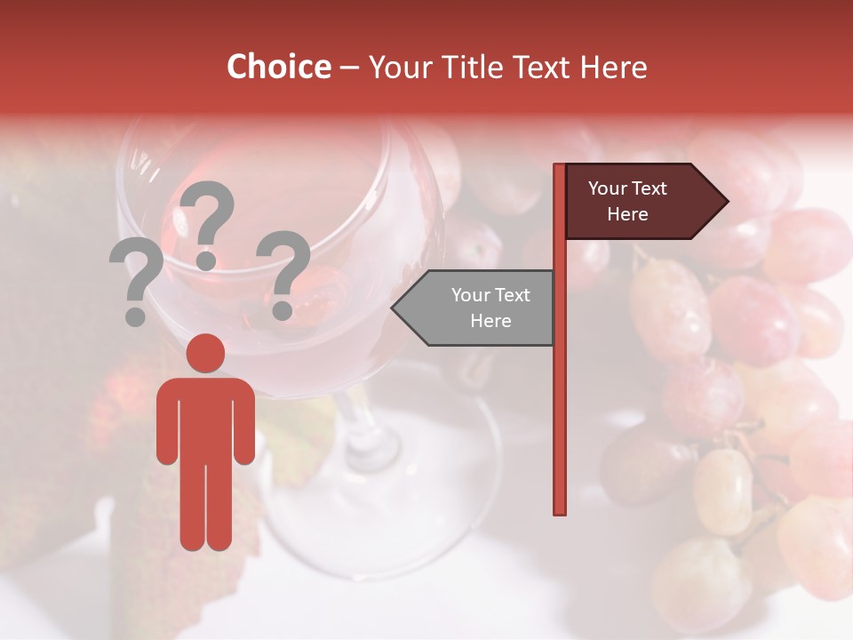 Glass Of Rose Wine And Rose Grapes. Low Dof, Focal Point Is On Wine PowerPoint Template