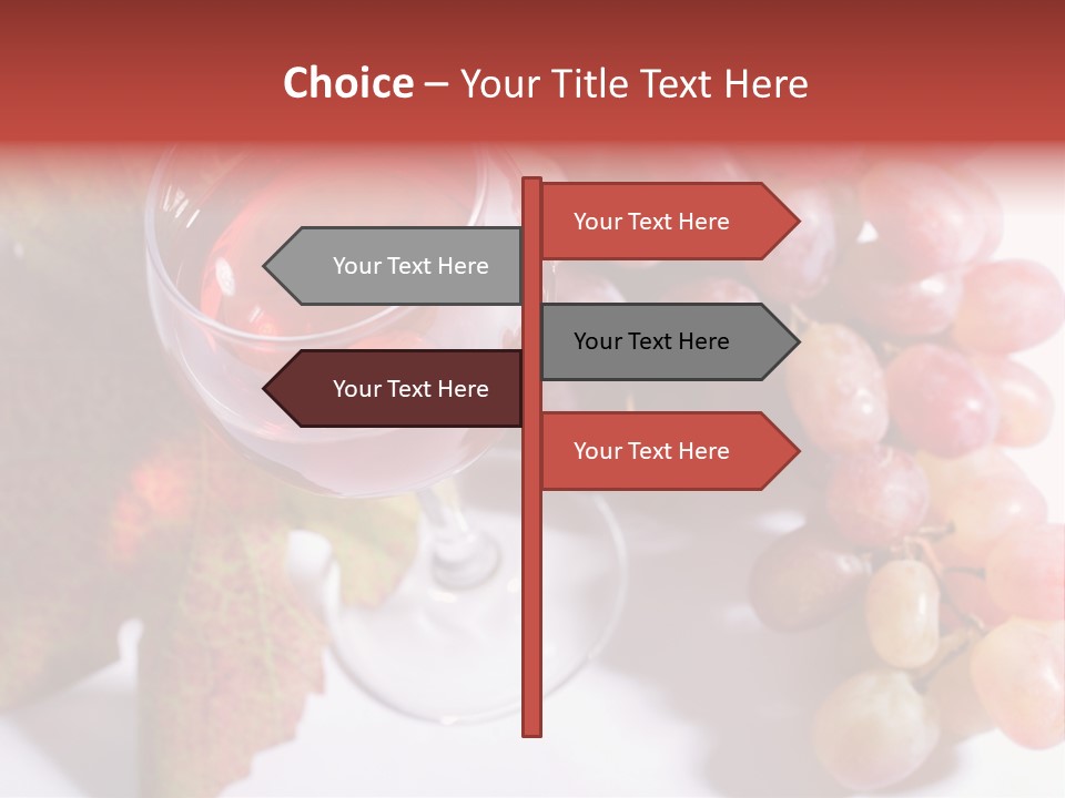 Glass Of Rose Wine And Rose Grapes. Low Dof, Focal Point Is On Wine PowerPoint Template