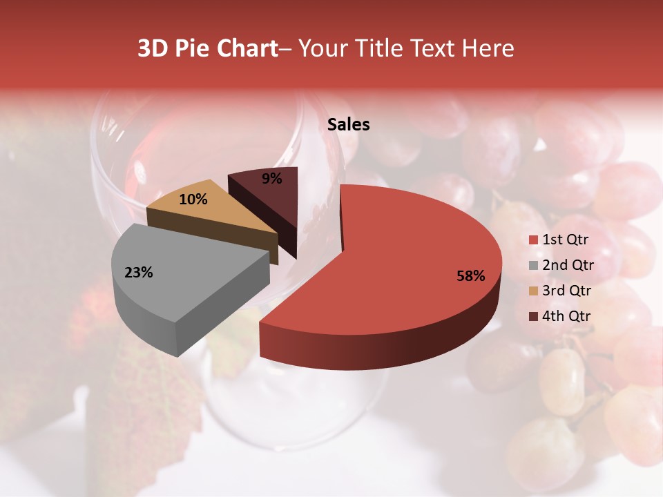 Glass Of Rose Wine And Rose Grapes. Low Dof, Focal Point Is On Wine PowerPoint Template