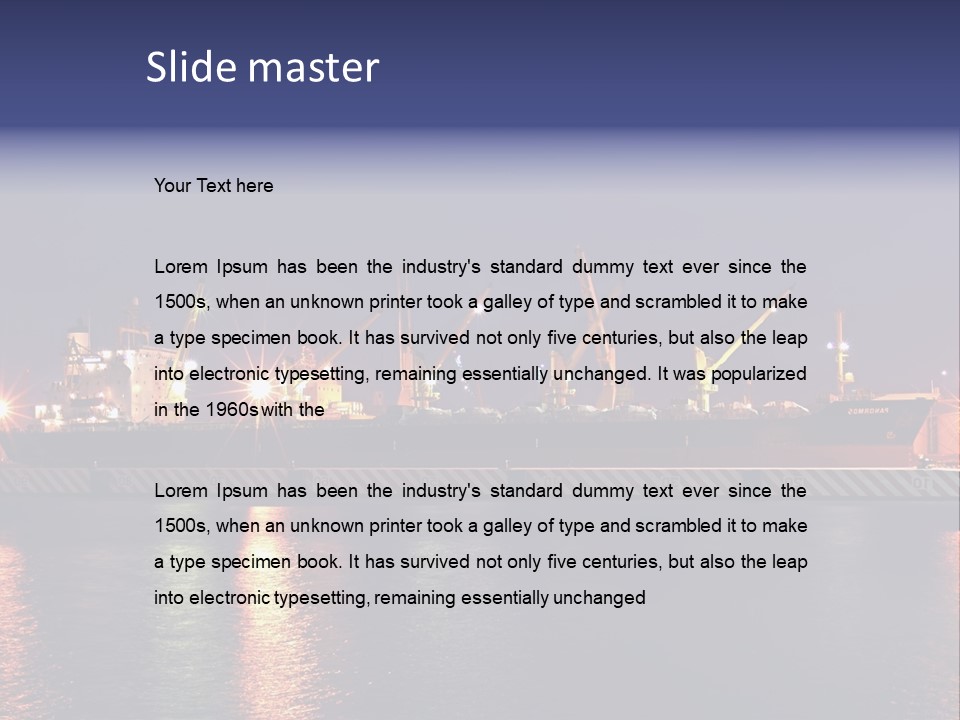 Freighter At The Dock Loading Stuff PowerPoint Template