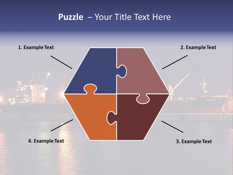 Freighter At The Dock Loading Stuff PowerPoint Template