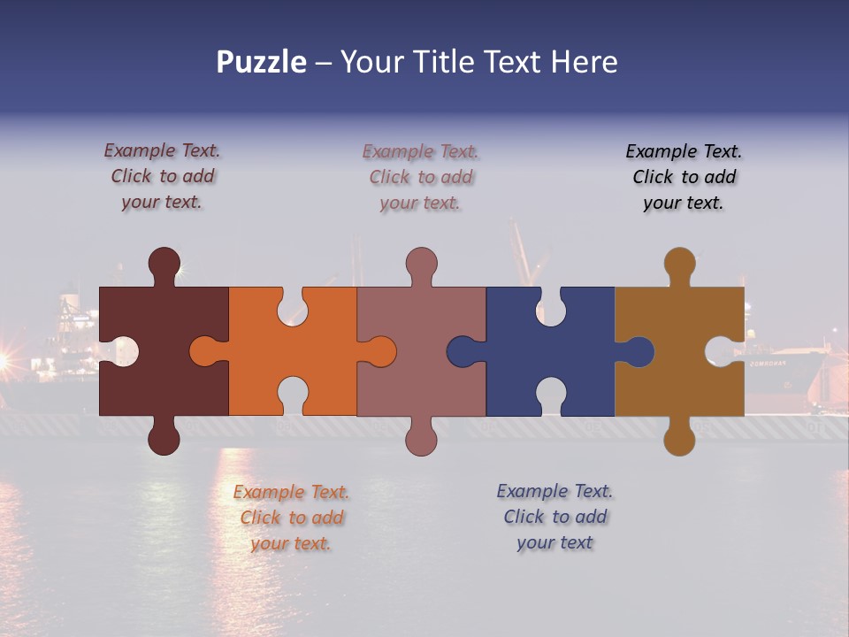 Freighter At The Dock Loading Stuff PowerPoint Template