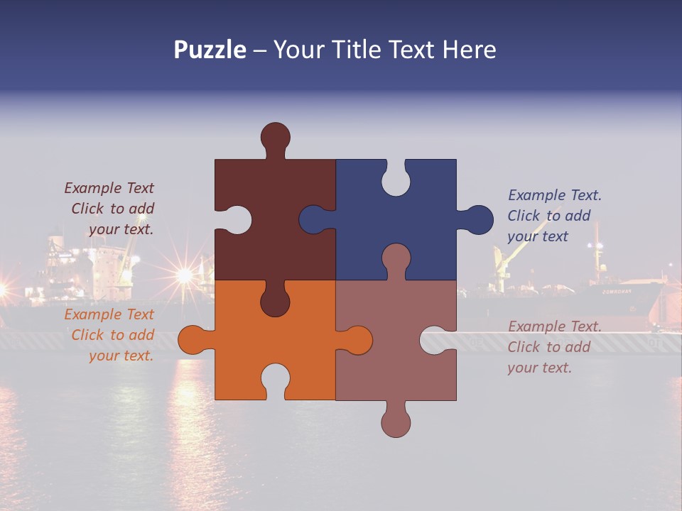 Freighter At The Dock Loading Stuff PowerPoint Template