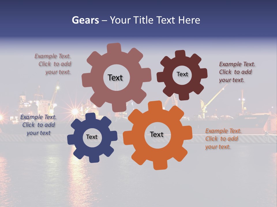 Freighter At The Dock Loading Stuff PowerPoint Template