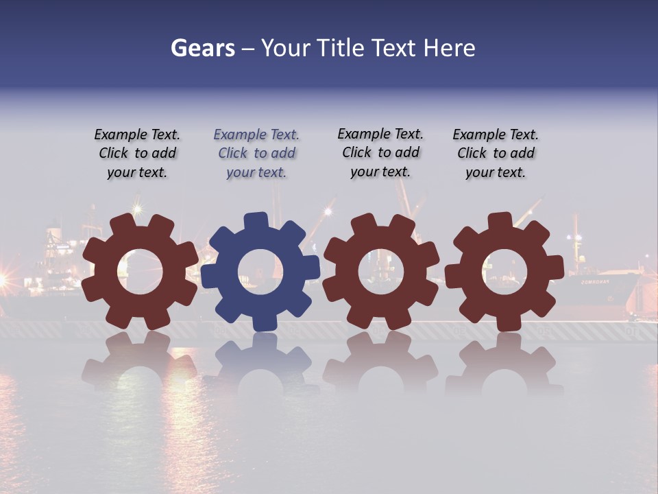 Freighter At The Dock Loading Stuff PowerPoint Template