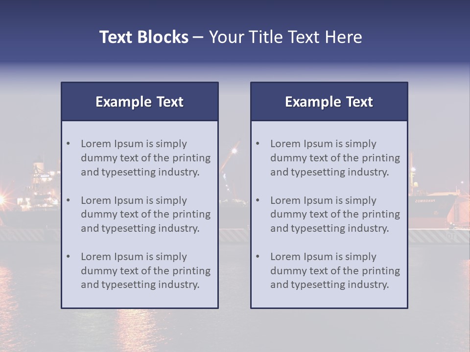 Freighter At The Dock Loading Stuff PowerPoint Template