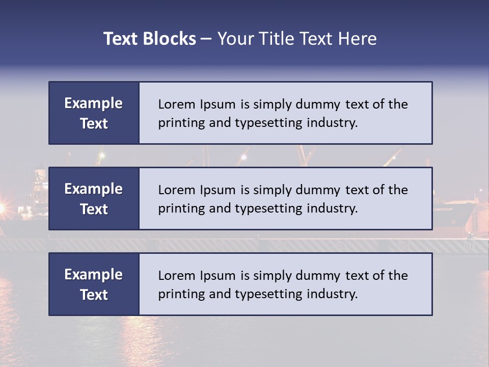 Freighter At The Dock Loading Stuff PowerPoint Template