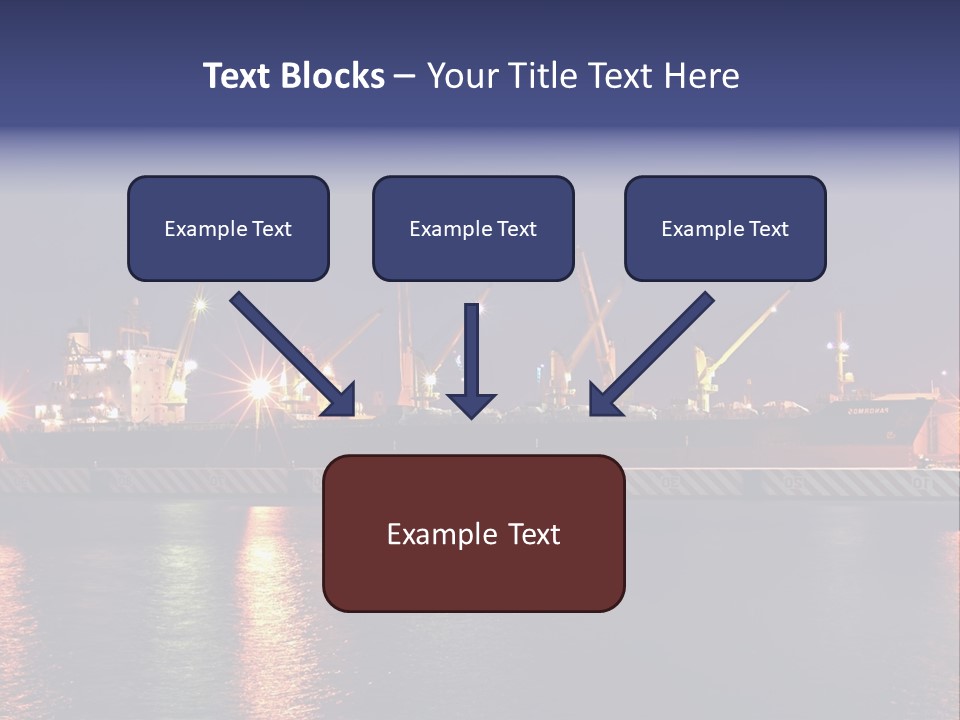 Freighter At The Dock Loading Stuff PowerPoint Template