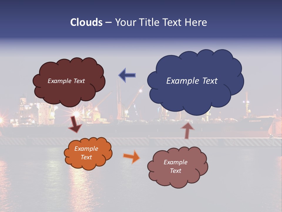 Freighter At The Dock Loading Stuff PowerPoint Template