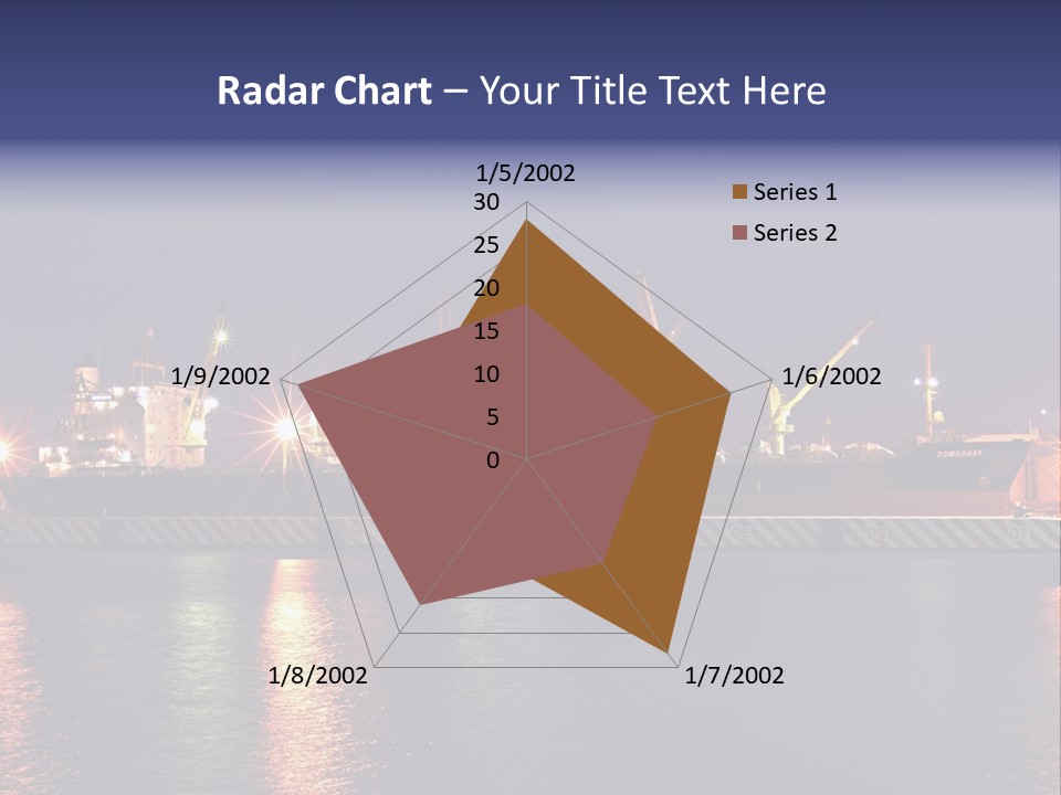 Freighter At The Dock Loading Stuff PowerPoint Template