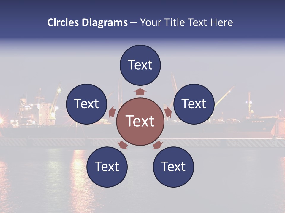 Freighter At The Dock Loading Stuff PowerPoint Template