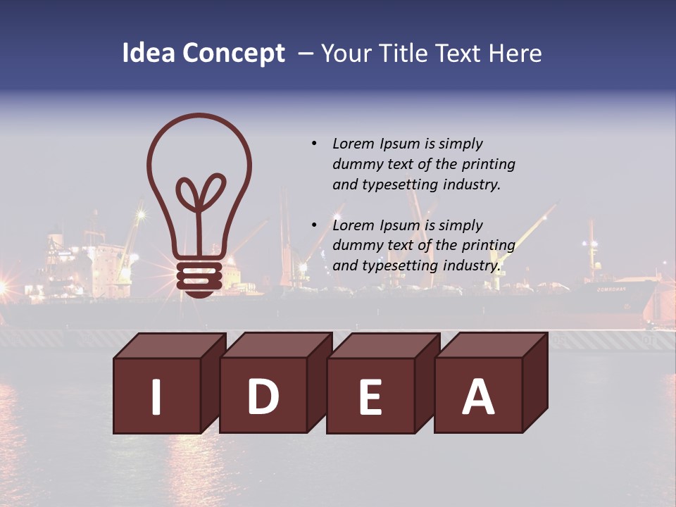 Freighter At The Dock Loading Stuff PowerPoint Template