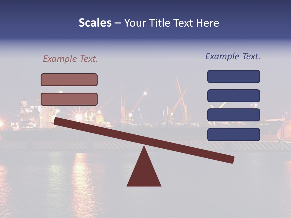 Freighter At The Dock Loading Stuff PowerPoint Template