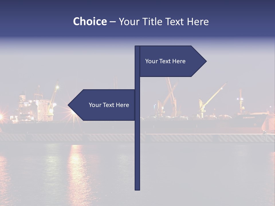 Freighter At The Dock Loading Stuff PowerPoint Template