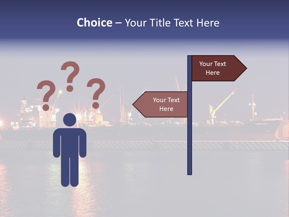 Freighter At The Dock Loading Stuff PowerPoint Template