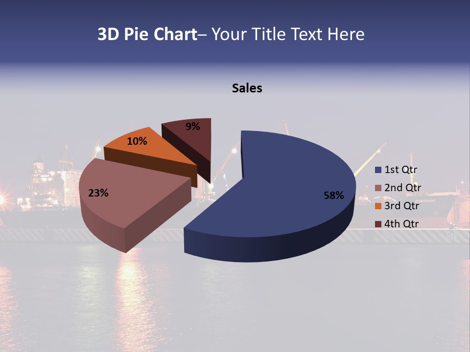 Freighter At The Dock Loading Stuff PowerPoint Template