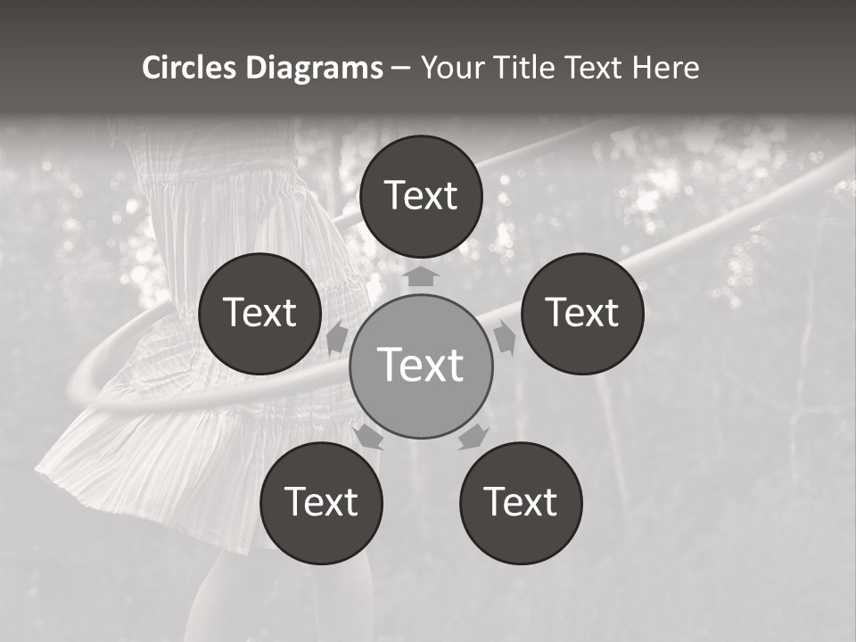 Young Girl Twirling Hula Hoop Outdoors In Sepia For Vintage Look PowerPoint Template