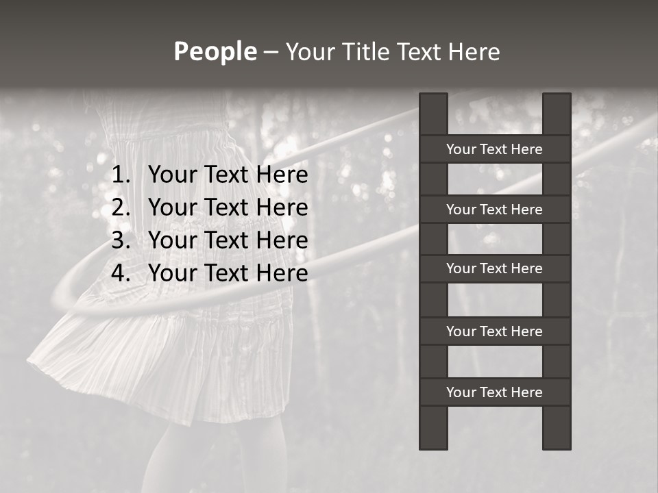 Young Girl Twirling Hula Hoop Outdoors In Sepia For Vintage Look PowerPoint Template