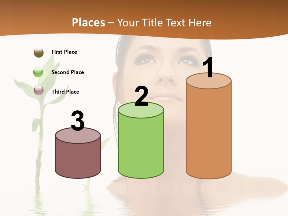 Picture Of Lovely Brunette With Bamboo In Water PowerPoint Template