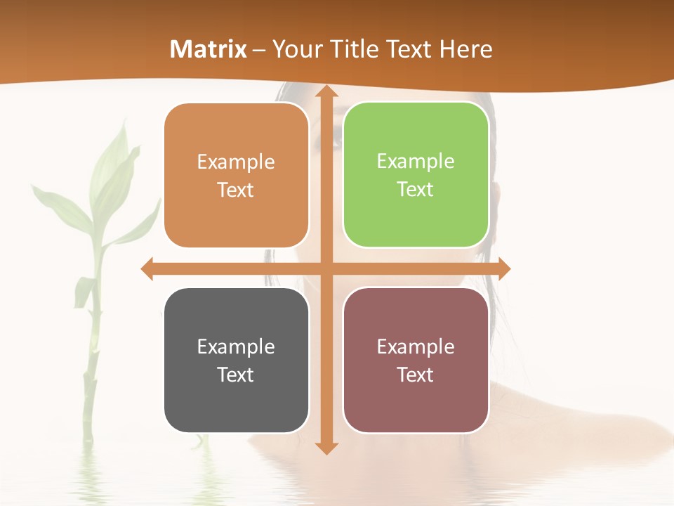 Picture Of Lovely Brunette With Bamboo In Water PowerPoint Template