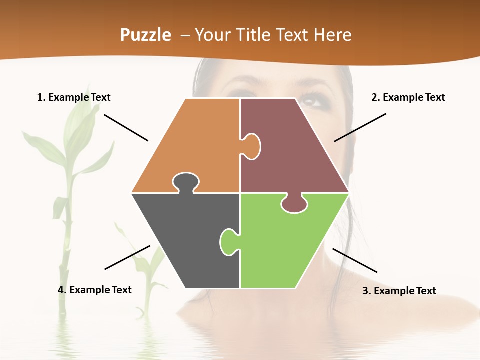 Picture Of Lovely Brunette With Bamboo In Water PowerPoint Template