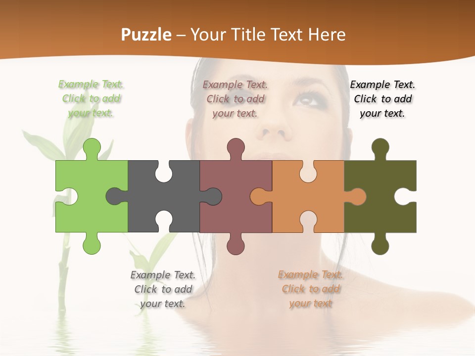 Picture Of Lovely Brunette With Bamboo In Water PowerPoint Template