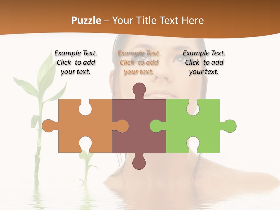 Picture Of Lovely Brunette With Bamboo In Water PowerPoint Template