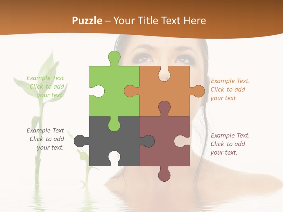 Picture Of Lovely Brunette With Bamboo In Water PowerPoint Template