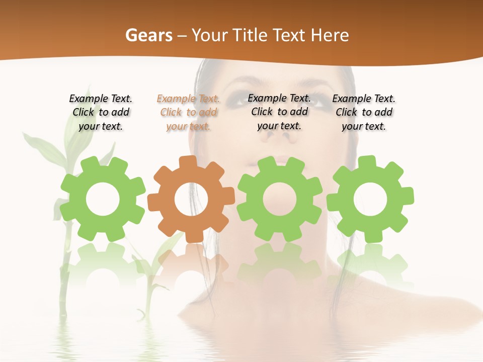 Picture Of Lovely Brunette With Bamboo In Water PowerPoint Template